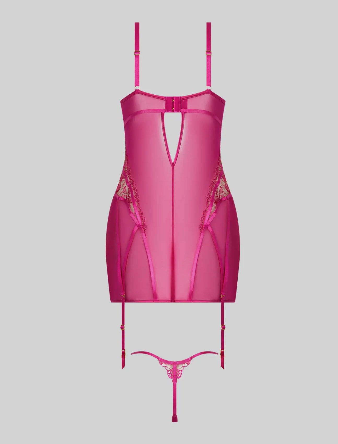 Nova Blacklight Lace Chemise &
Thong Set